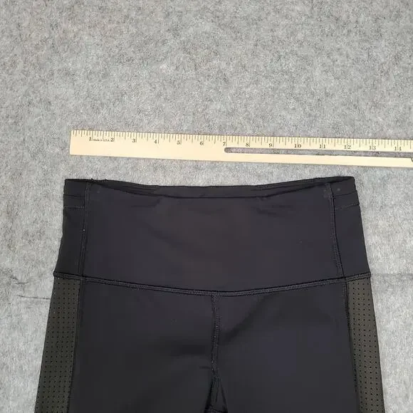Lululemon Leggings Womens 4 Cropped 21" Mesh Panel Run Yoga Gym Workout Athletic - Picture 2 of 10